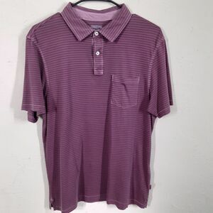 Vineyard Vines Island Polo Mens S Purple Striped Short Sleeve Shirt Pima Cotton